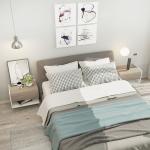 Conjunto de 2 Mesas de Cabeceira Flutuantes com 1 Gaveta e Prateleira Aberta 46x30x30 cm Carvalho e Branco