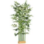 Planta Artificial em Vaso de Madeira de Pinho 180cm Bambu Artificial com 1640 Folhas Realistas 35x10x180 cm Verde