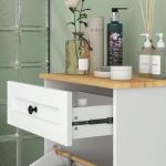 Móvel Auxiliar Casa de Banho Armário Casa de Banho com Gaveta Cesto para Roupa Móvel Casa de Banho Moderno 52x33x90 cm Branco