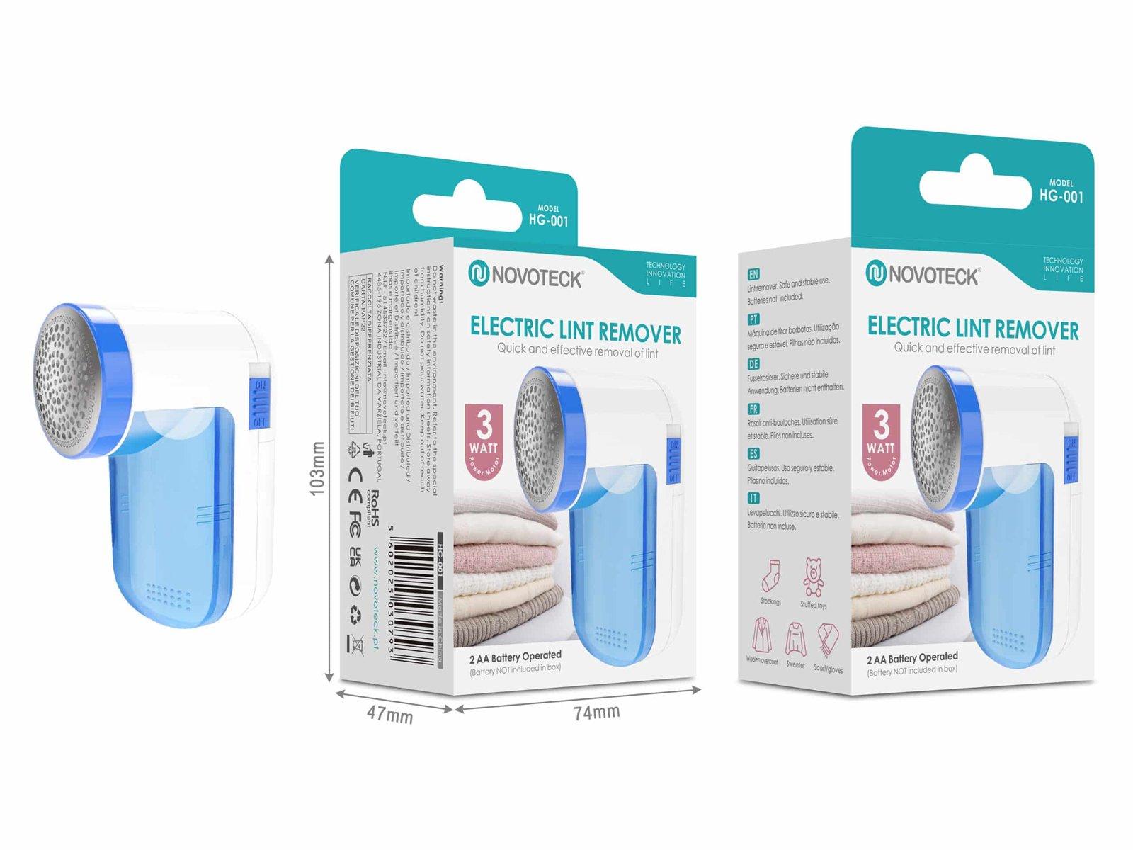 Removedor de Borbotos Elétrico Novoteck HG-001 – Portátil, 3W, Operado por Pilhas AA, Ideal para Roupas e Tecidos