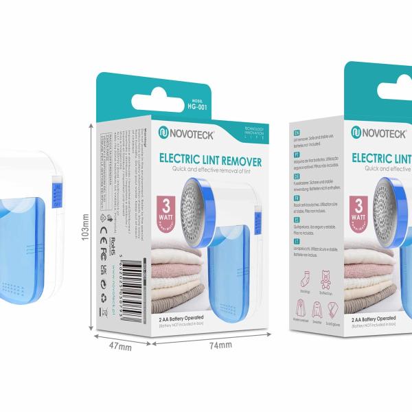 Removedor de Borbotos Elétrico Novoteck HG-001 – Portátil, 3W, Operado por Pilhas AA, Ideal para Roupas e Tecidos