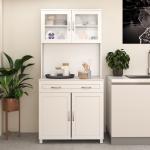Armário de cozinha com prateleiras internas ajustáveis ​​e gaveta 80x48x170 cm Branco