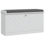 Banco Sapateira Moderno de Madeira com Prateleiras Ajustáveis e Almofada Acolchoada para 8 Pares de Sapatos 80x26x44,5 cm Branco