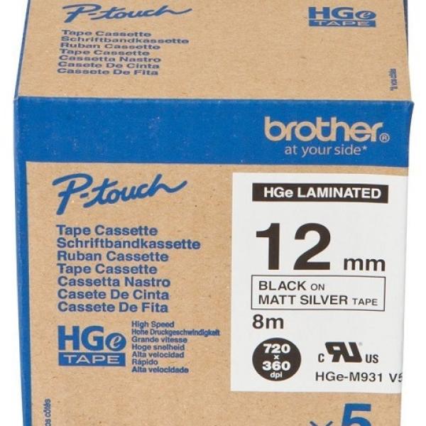 Fita de Alta Qualidade Preto Sobre Prateado (8 mts/1,2cm) - BROTHER