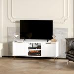 Móvel de TV Moderno Móvel de TV para Sala de Estar com 2 Compartimentos Abertos para Televisores de 55 Polegadas 120x35x48 cm Branco