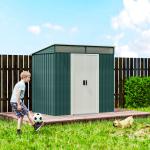 Abrigo de Jardim 2 m² 195x122x181,5 cm Abrigo de Armazenamento Metálico com Porta de Correr e 2 Janelas Verde