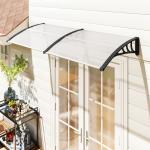 Marquise para Portas e Janelas 195x75cm Marquise com Proteção para Sol e Chuva com Painéis de Policarbonato Transparente