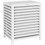 Cesto de Roupa de Bambu Cesto Roupa Suja Capacidade 55L com Bolsa Amovível Forma Retangular 50x36x60 cm Branco