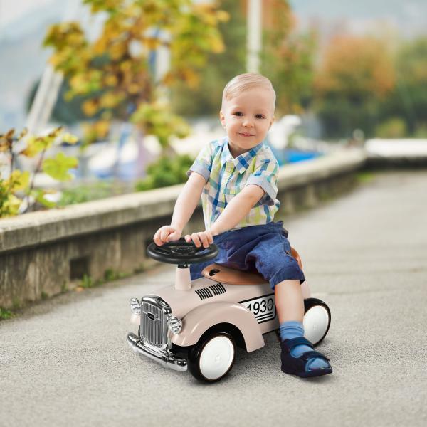 Carro Andador para Bebé de 12 a 36 Meses com Buzina Compartimento de Armazenamento e Volante 58x27x35 cm Creme