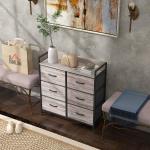 Cómoda com 6 Gavetas Dobráveis de Tecido Estrutura de Aço e Estilo Industrial 79x29x85 cm Cinzento