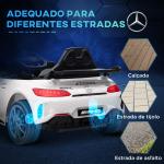 Carro Elétrico para Crianças Carro Mercedes - Benz AMG GTR com Bateria 12V Faróis Buzina e Música 108x67x46 cm Branco