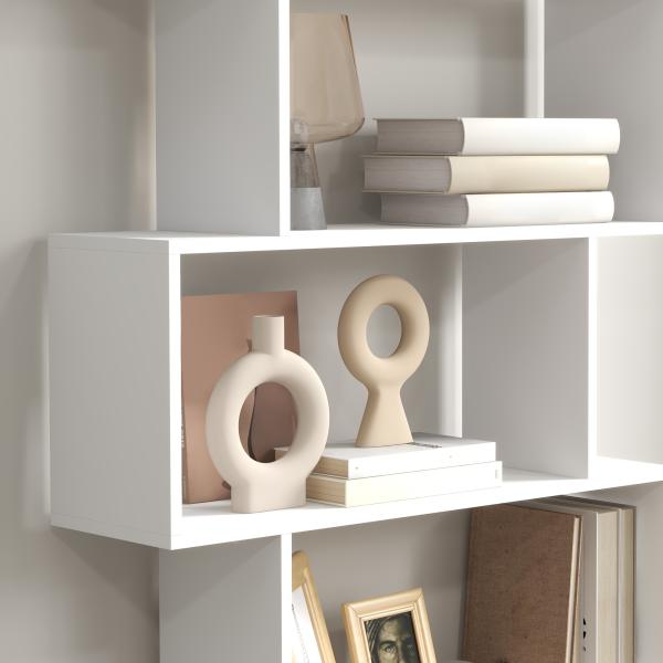 Estante de 6 prateleiras para Sala de jantar Sala de estar Design moderno Suporte de parede 80x23x192cm Madeira