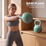Kettlebell de 8 kg Pesa Russa Preenchida de Areia Metálica e Alça Antiderrapante para Treino em Casa Ginásio 19x19x28 cm Verde