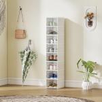 Sapateira Dobrável Organizador para Sapatos de 8 Níveis com Portas Transparentes para Sapatos até Tamanho 43 26x35x140 cm Branco