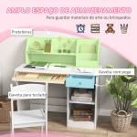 Conjunto de Secretária e Cadeira para Crianças com 2 Gavetas e Compartimento para Dormitório Sala de Estudo Branco