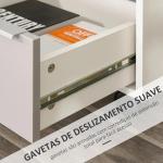 Bloco de Gavetas Móvel de Escritório com 3 Gavetas Fechadura Rodas e Travão para Documentos 40x40x63,5 cm Branco e Cinza