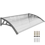 Marquise de Proteção 110x60cm Marquise Exterior para Portas e Janelas contra o Sol e Chuva com Suporte de PP Policarbonato Cinza