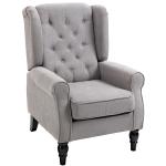 Poltrona de Sala com Apoios de Braços e Pés de Madeira Carga 160 kg para Quarto Escritório Sala de Estar 74x86x102 cm Cinzento