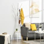 Cabide de Pé Metálico para Pendurar Roupa Bolsas com 9 Ganchos e Prateleira Cabide de Pé Moderno 45x45x180 cm Branco