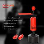 Punching Ball de Boxe com Altura Ajustável com Barra Giratória 360° e Base Preenchida 88x48x155 - 205 cm Preto e Vermelho