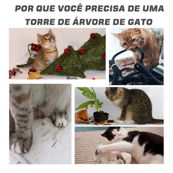 Árvore Arranhador para Gatos com 4 Níveis Poste de Sisal Caverna Plataformas e Brinquedos Divertidos 75x40x112 cm Bege