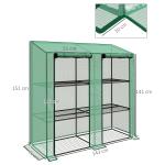 Estufa de Jardim de 3 Níveis Estufa de Terraço com Prateleiras para Cultivo de Plantas em Pátio 143x46x141/151 cm Verde