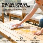 Conjunto de Móveis de Jardim de 4 Peças com Sofá de 2 Lugares 2 Poltronas Mesa de Madeira Almofadas e Corda de PP Madeira e Bege