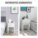 Mesa de Cabeceira com 1 Gaveta Mesa Auxiliar de Madeira para Dormitório Sala de Estar Estilo Moderno 40x35x60cm Branco