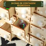 Calendário do Advento de Madeira com 24 Gavetas Decorado com Pai Natal no Trenó Decoração de Natal 22,5x8x36 cm Madeira