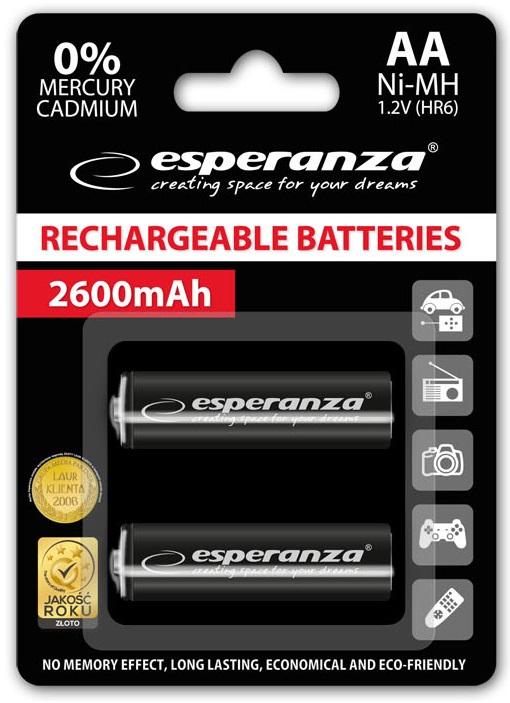 Blister 2 Pilhas Recarregaveis 1,2V 2600mAh Ni - Mh AA (Alta Capacidade) - ESPERANZA
