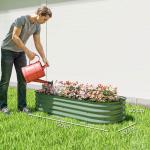 Caixa de Plantio de Exterior Grande em Aço Galvanizado para Cultivo de Plantas 150x62x30 cm Verde