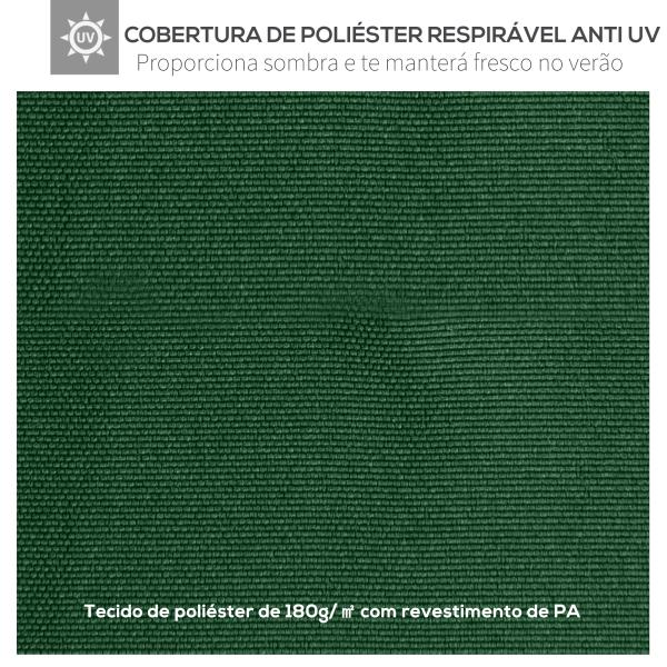 Toldo de Substituição de 3x3m para Pérgola de Jardim com 8 Orifícios de Drenagem e Ventilação Verde