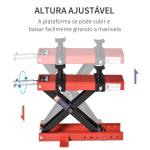Plataforma Elevadora para Motocicletas com Altura Ajustável de 19 - 53cm Carga Máxima 500kg para Estacionar ou Reparar Oficina Garagem Preto e Vermelho