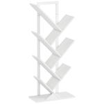 Estante em Forma de Árvore de 7 Níveis Estante de Livros com 7 Prateleiras e Estrutura de Aço 50x24x109 cm Branco