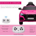 Carro Elétrico Infantil para 3 - 5 anos Licença Audi RS Q8 com Bateria 6V Controle a Distância Música MP3 Buzina e Luzes Velocidade Máx. 3km/h 101x62x51cm Rosa