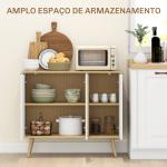 Aparador de Cozinha Moderno com Prateleiras Ajustáveis 2 Armários e Anti - Tombo 91,5x35x77,4 cm Branco e Madeira