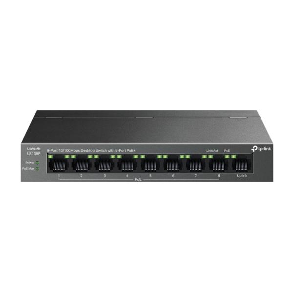 Switch de Rede TP - Link LiteWave 9 Portas Gigabit 8x PoE+