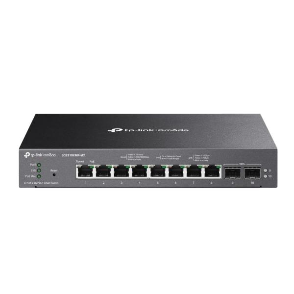 Switch TP - Link Omada 8 Portas 2.5GBASE - T e 2 Portas 10GE SFP+ Smart Switch com 8 Portas PoE+