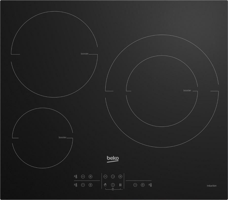 Placa de Indução 3 Zonas 7200W DUO (Preto) - BEKO