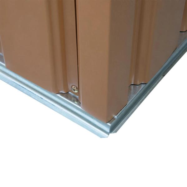 Abrigo de Jardim 213x130x185cm Abrigo de Jardim Metálico de Exterior com 2 Portas Deslizantes e 4 Janelas Marrom Claro