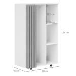 Roupeiro com Rodas, Cortina, Barra para Pendurar Roupa e 3 Prateleiras Abertas para Quarto, 80x40x128 cm, Branco