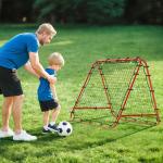 Rede de Rebote Dobrável para Treino Desportivo Ajustável em 5 Níveis de Ângulo com Tubo de Aço 100x95x90 cm Vermelho