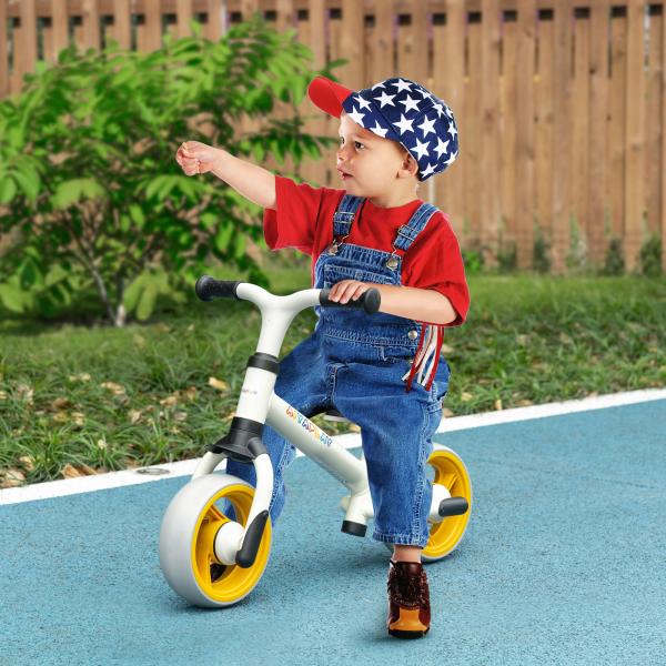 Bicicleta sem Pedais para Crianças de 18 - 48 Meses Bicicleta de Equilíbrio com Assento Ajustável em Altura 66,5x34x47 cm Branco