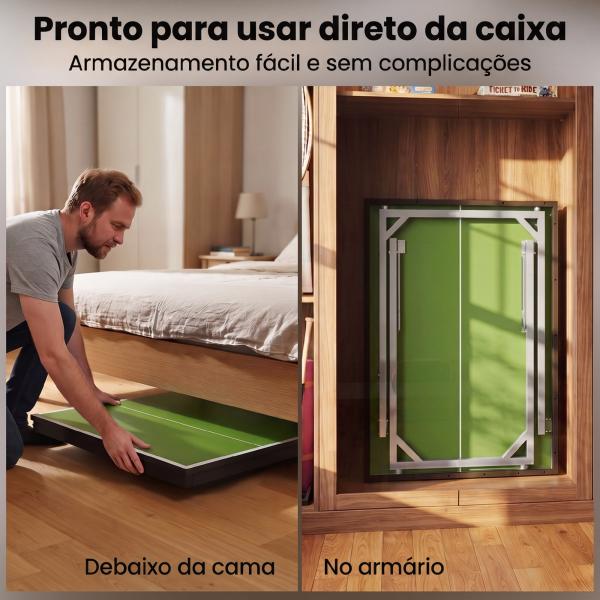 Mesa de Ping Pong Dobrável Mesa de Ping Pong Profissional com Rede e Estrutura de Aço 182x91x76 cm Verde