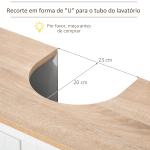 Móvel para Lavatório Pousar com 2 Portas e Prateleira Ajustável Estilo Moderno 60x30x60cm Branco e Madeira