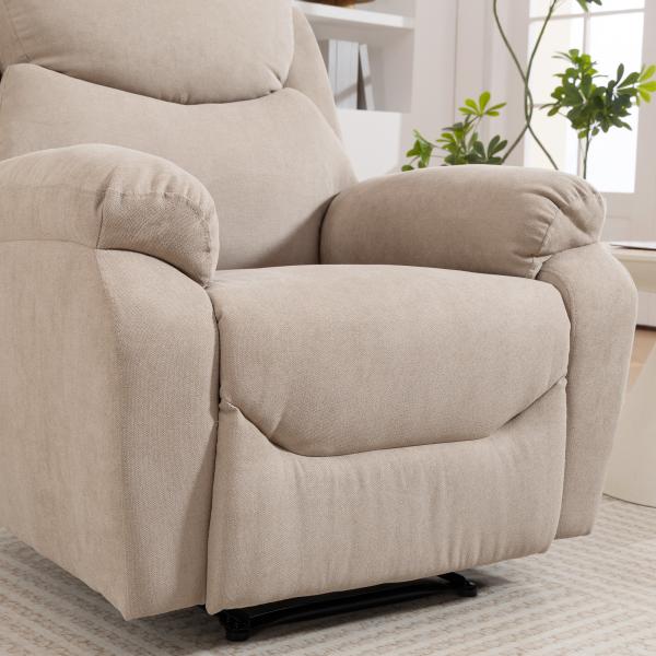 Poltrona Reclinável Manual com Tecido de Aspeto em Linho e Apoio para os Pés 85x93x105 cm Bege