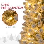 Árvore de Natal 210 cm Árvore de Natal Artificial Nevada com 180 Luzes LED 405 Ramos Verde e Branco