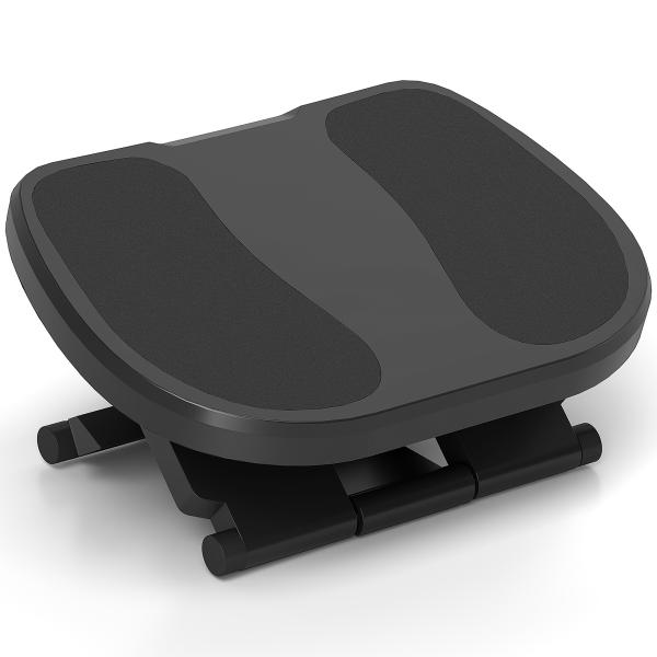 Apoio para os Pés com Superfície Texturizada Inclinação de 0 - 30° Massagem e Altura Ajustável em 3 Níveis 45x34x10 - 16,5 cm Cinza