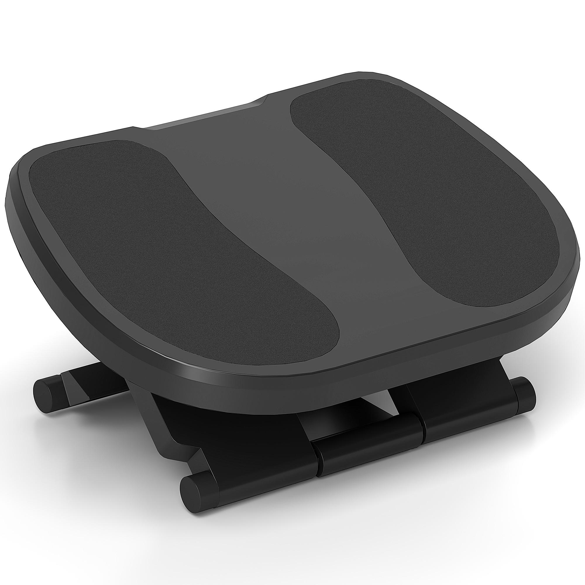 Apoio para os Pés com Superfície Texturizada Inclinação de 0 - 30° Massagem e Altura Ajustável em 3 Níveis 45x34x10 - 16,5 cm Cinza