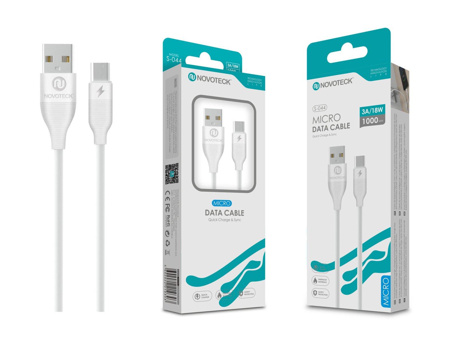 Cabo Micro USB V8 Branco 3A 1M 18W S-044